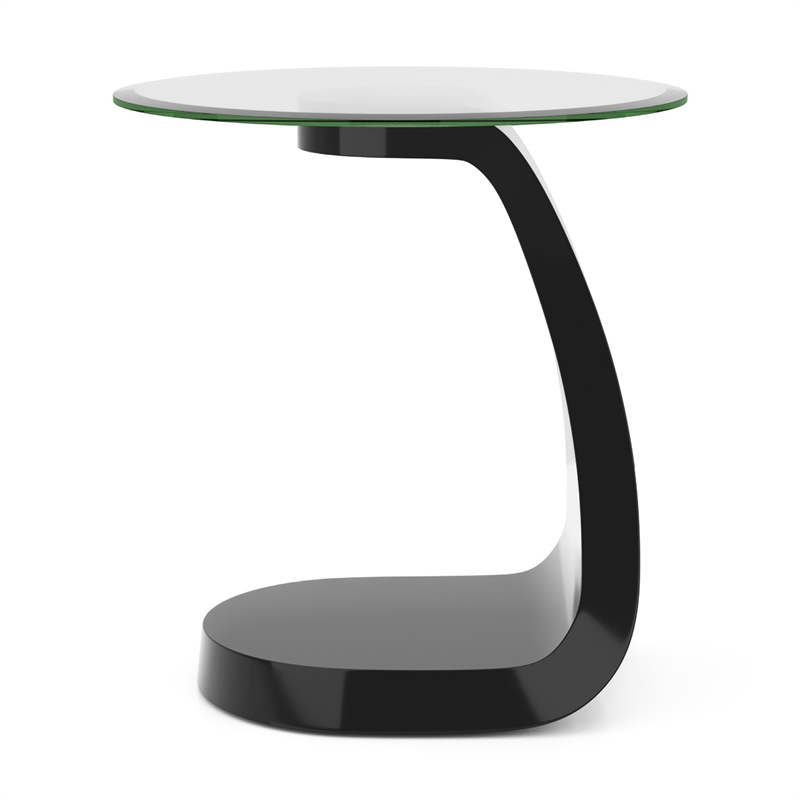 Furniture of America Pelletoni Contemporary Glass Top End Table in Black
