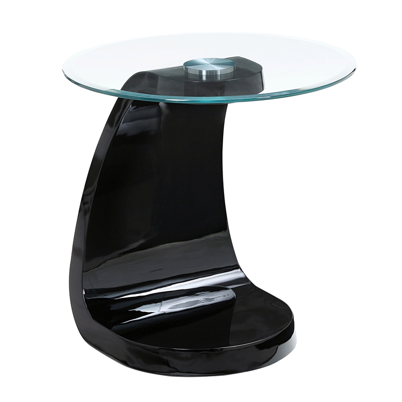 Furniture of America Pelletoni Contemporary Glass Top End Table in Black