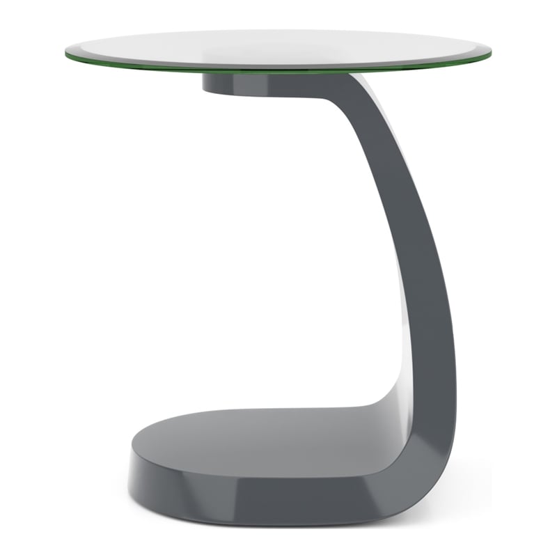 Furniture of America Pelletoni Contemporary Glass Top End Table in Gray