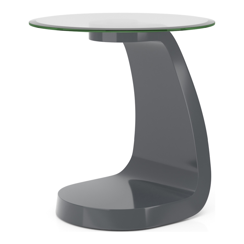Furniture of America Pelletoni Contemporary Glass Top End Table in Gray