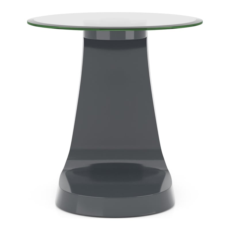 Furniture of America Pelletoni Contemporary Glass Top End Table in Gray