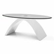 Furniture of America Pelletoni Contemporary Glass Top Coffee Table in White
