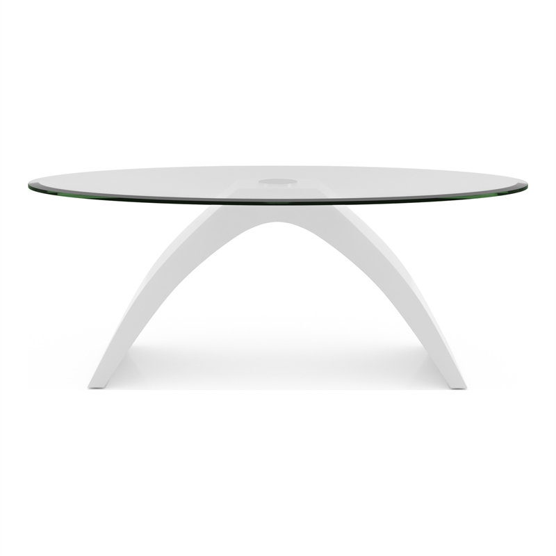 Furniture of America Pelletoni Contemporary Glass Top Coffee Table in White