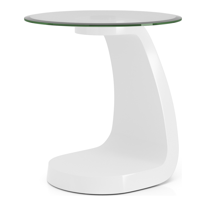 Furniture of America Pelletoni Contemporary Glass Top End Table in White