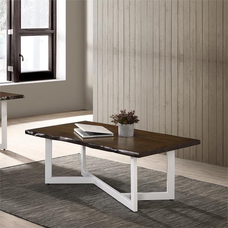 Furniture of America Krestian Contemporary Wood Coffee Table in Oak and White