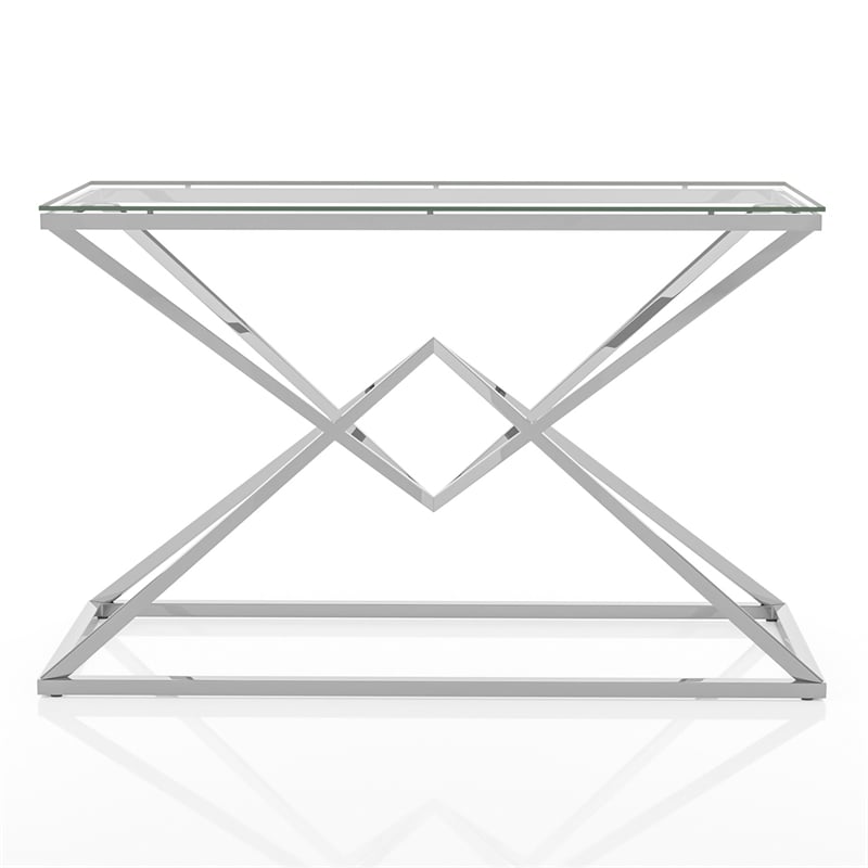 Furniture of America Cazzanarro Contemporary Metal Sofa Table in Chrome Plating