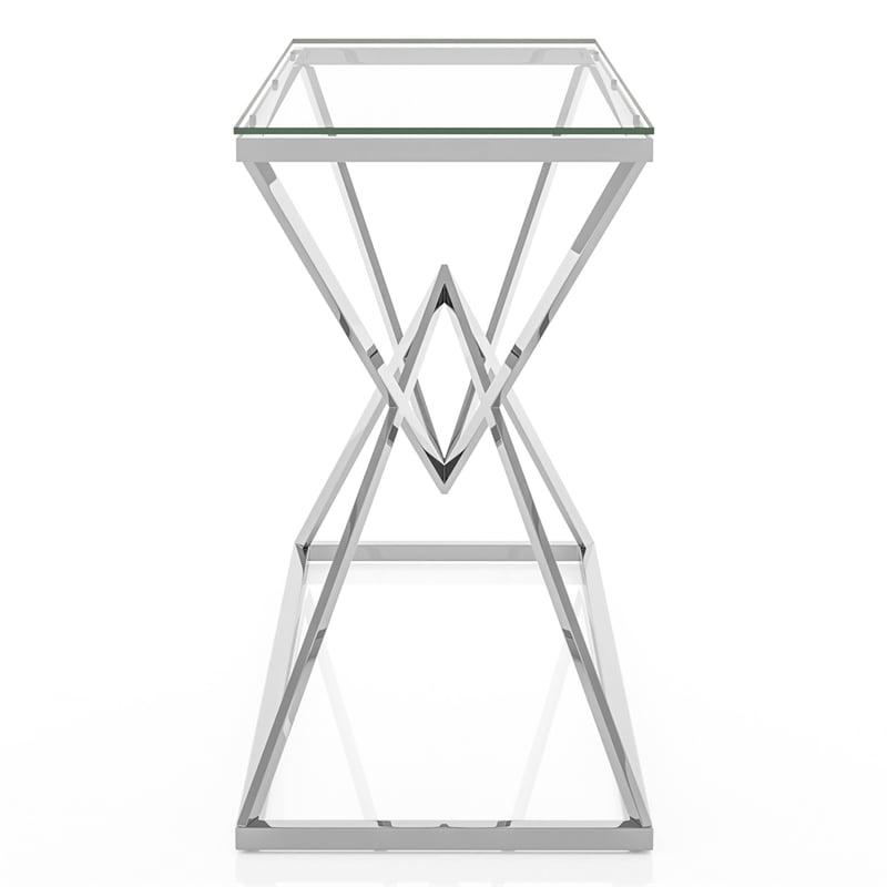 Furniture of America Cazzanarro Contemporary Metal Sofa Table in Chrome Plating