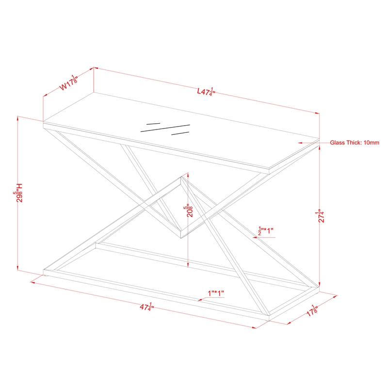 Furniture of America Cazzanarro Contemporary Metal Sofa Table in Gold Plating