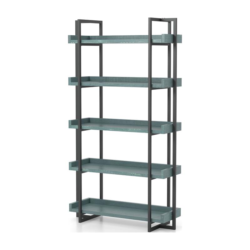 Furniture of America Lackomb Contemporary Wood 5-Tier Bookcase in Antique Blue