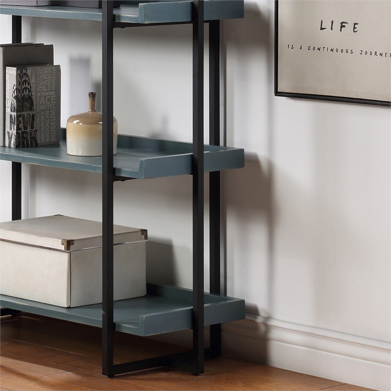 Furniture of America Lackomb Contemporary Wood 5-Tier Bookcase in Antique Blue