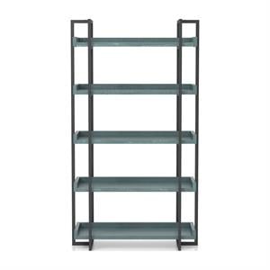 Furniture of America Lackomb Contemporary Wood 5-Tier Bookcase in Antique Blue