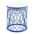 Furniture of America Vereira Metal 2-Piece Nesting Table in Blue and White