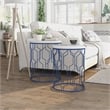 Furniture of America Vereira Metal 2-Piece Nesting Table in Blue and White