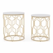 Furniture of America Vereira Metal 2-Piece Nesting Table in Gold and White