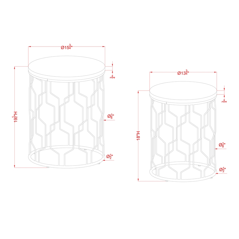 Furniture of America Vereira Metal 2-Piece Nesting Table in Purple and White
