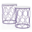 Furniture of America Vereira Metal 2-Piece Nesting Table in Purple and White