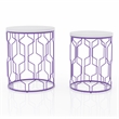 Furniture of America Vereira Metal 2-Piece Nesting Table in Purple and White