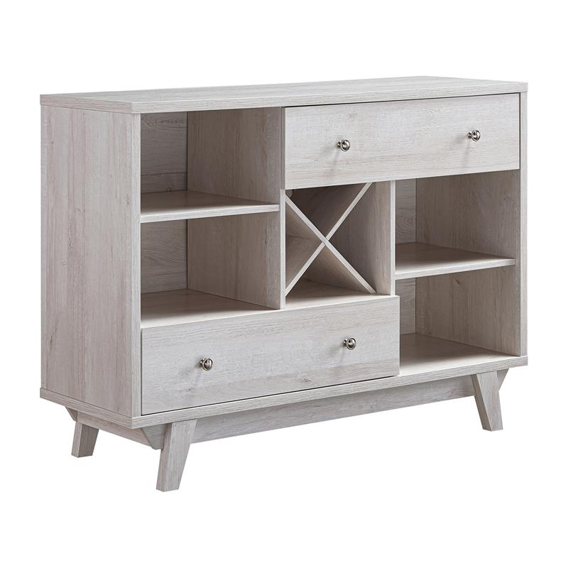 Furniture of America Tannery Wood Multi-Storage Buffet in White Oak