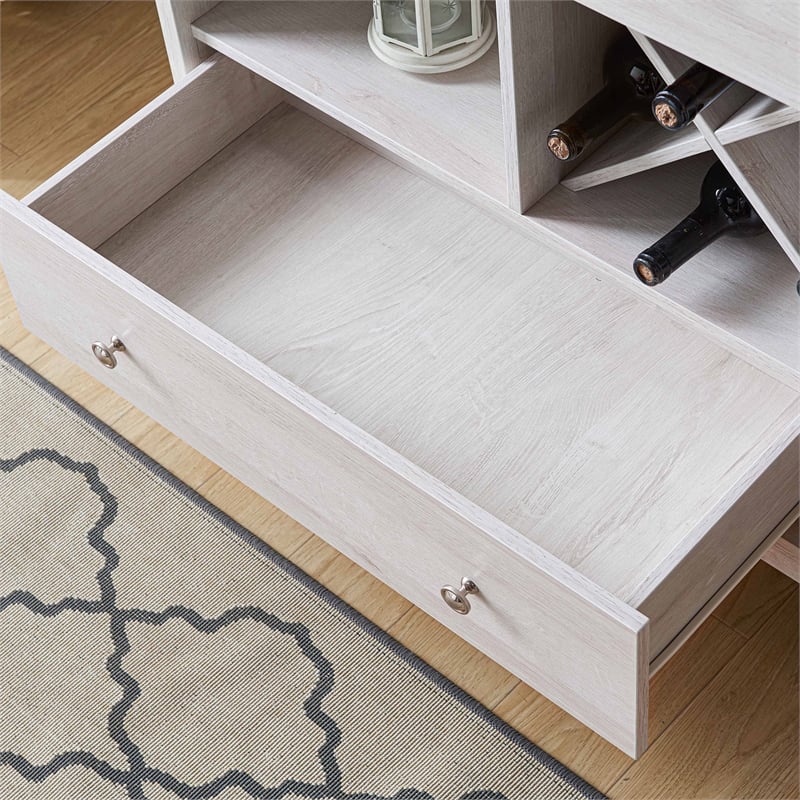 Furniture of America Tannery Wood Multi-Storage Buffet in White Oak