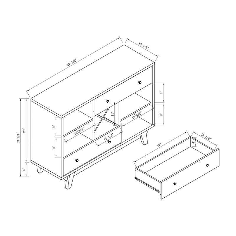 Furniture of America Tannery Wood Multi-Storage Buffet in White Oak