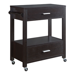 Furniture of America Arton Contemporary Wood 2-Drawer Kitchen Cart in Cappuccino
