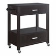 Furniture of America Arton Contemporary Wood 2-Drawer Kitchen Cart in Cappuccino