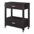 Furniture of America Arton Contemporary Wood 2-Drawer Kitchen Cart in Cappuccino