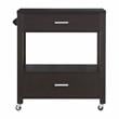 Furniture of America Arton Contemporary Wood 2-Drawer Kitchen Cart in Cappuccino