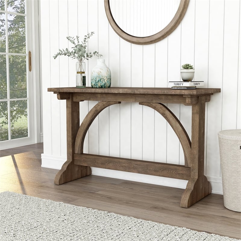 Furniture of America Linx Rustic Wood Rectangle Console Table in Reclaimed Oak