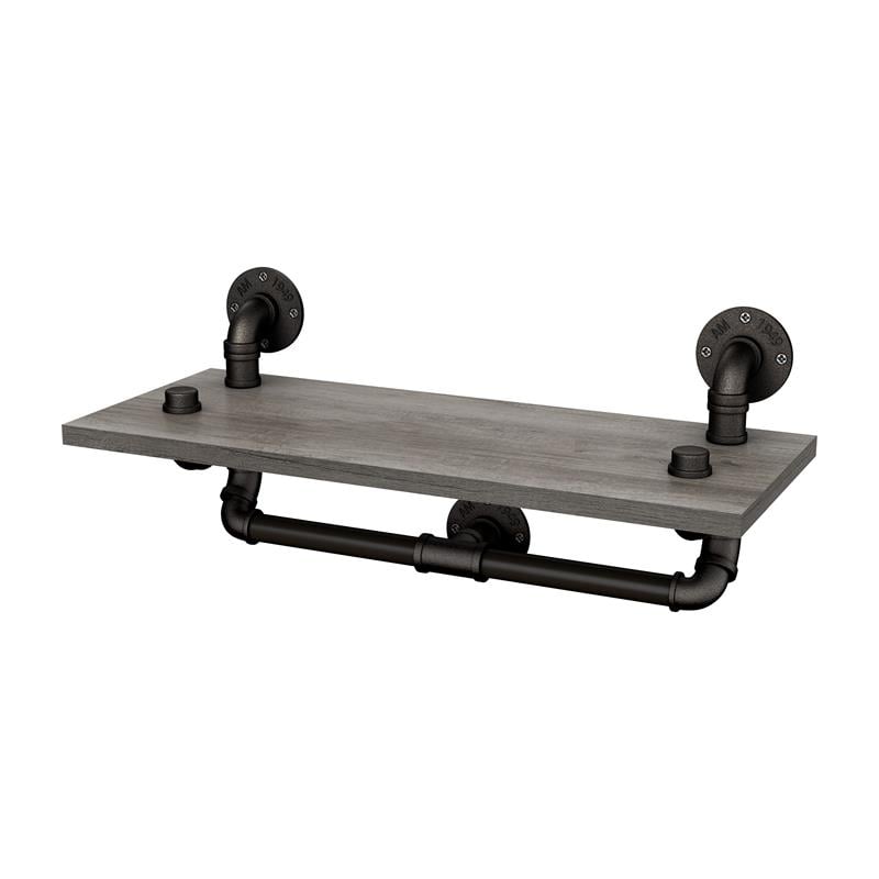 Furniture of America Gren Industrial Metal Floating Shelf in Gray and Black