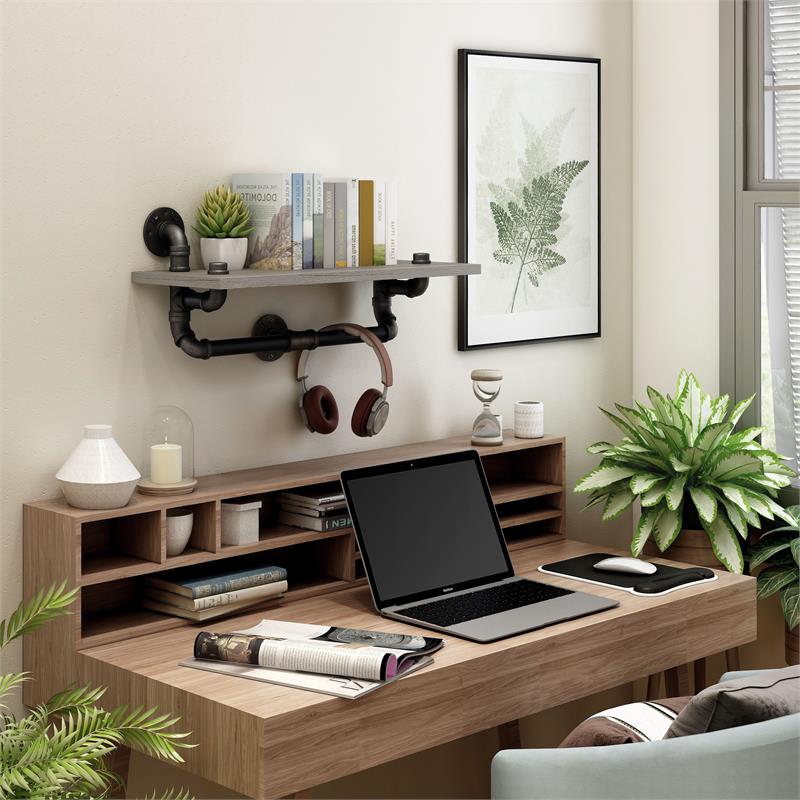 Furniture of America Gren Industrial Metal Floating Shelf in Gray and Black