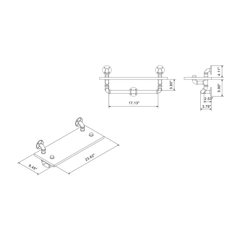 Furniture of America Gren Industrial Metal Floating Shelf in Gray and Black