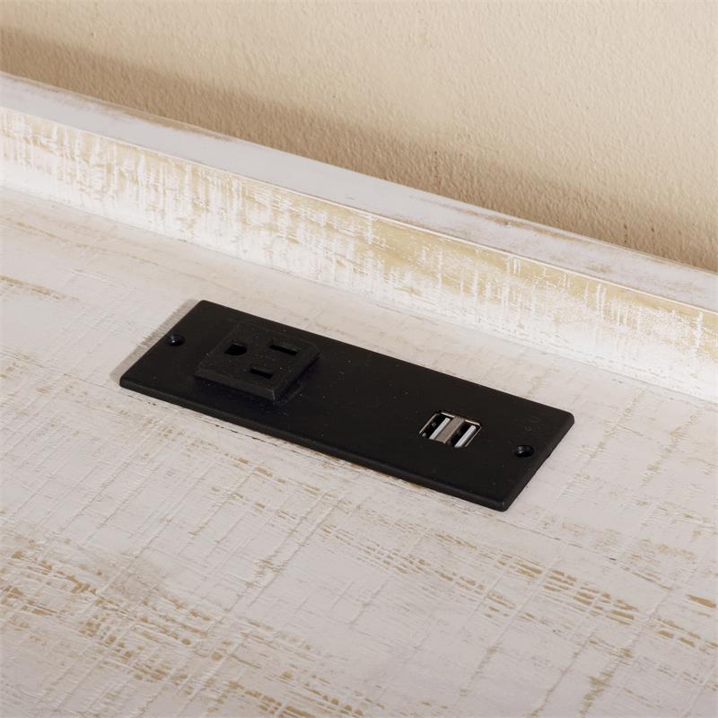 Furniture of America Timor Modern Wood Corner Computer Desk with USB in White