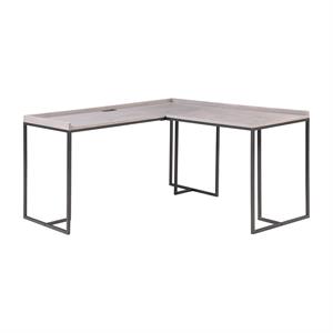 Furniture of America Timor Modern Wood Corner Computer Desk with USB in Gray