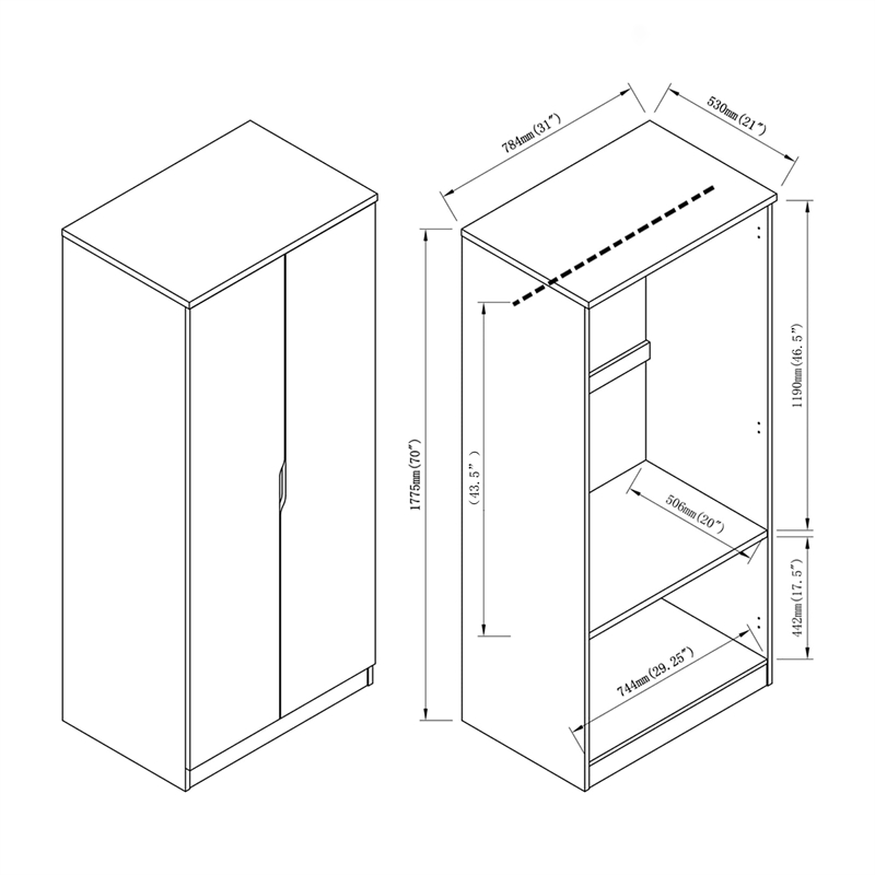 Furniture of America Astro Contemporary Wood Wardrobe in White Oak ...