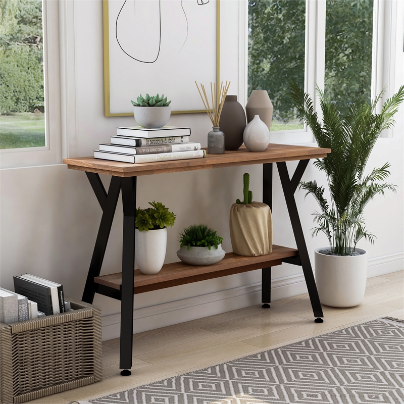 Furniture of America Horford Wood 1-Shelf Console Table in Matte Black