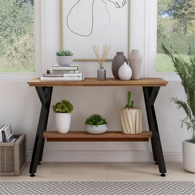 Furniture of America Horford Wood 1-Shelf Console Table in Matte Black