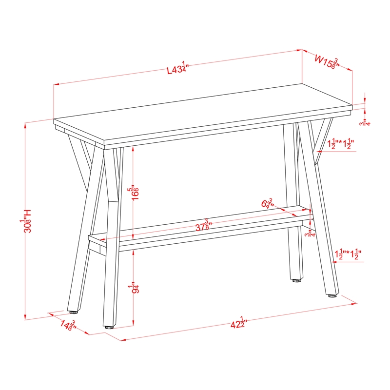 Furniture of America Horford Wood 1-Shelf Console Table in Matte Black