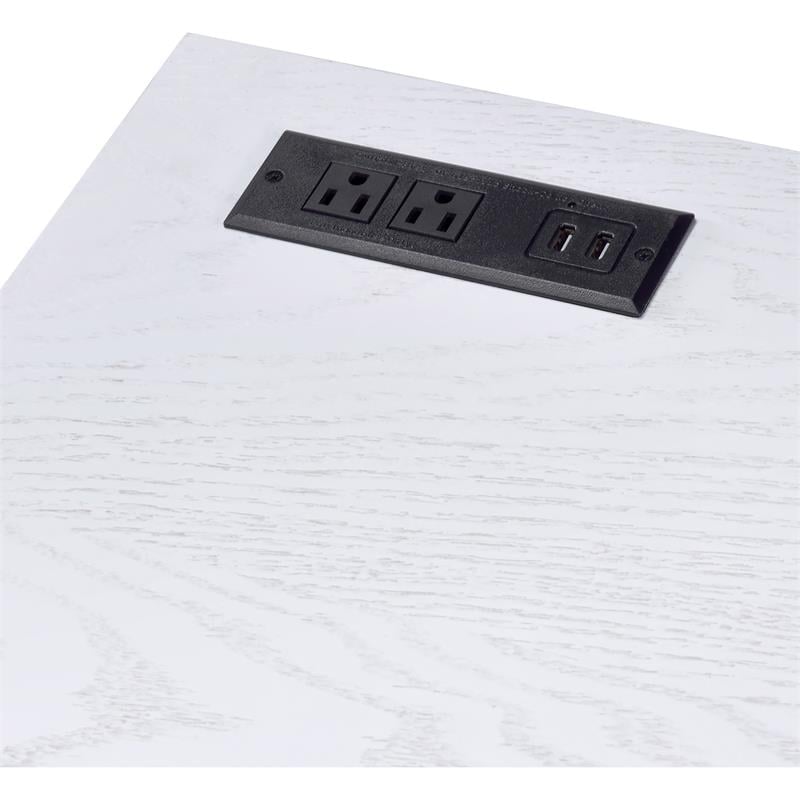 Furniture of America Abair Metal Writing Desk with USB Port in White