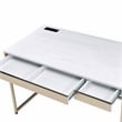 Furniture of America Abair Metal Writing Desk with USB Port in White