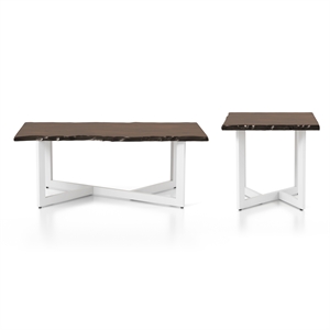 Furniture of America Krestian Wood 2-Piece Coffee Table Set in Oak and White
