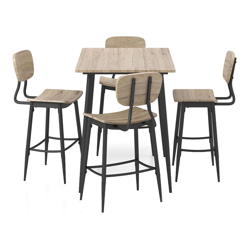 Furniture of America Shandry Wood 5-Piece Counter Height Dining Set in Natural