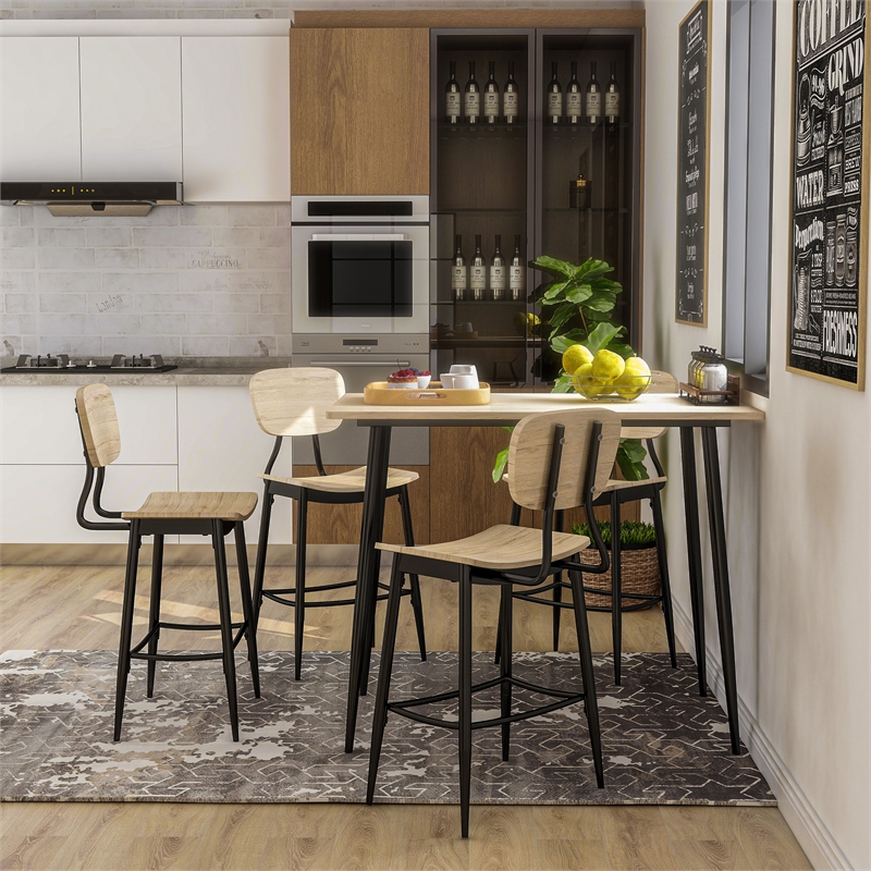 Furniture of America Shandry Wood 5-Piece Counter Height Dining Set in Natural