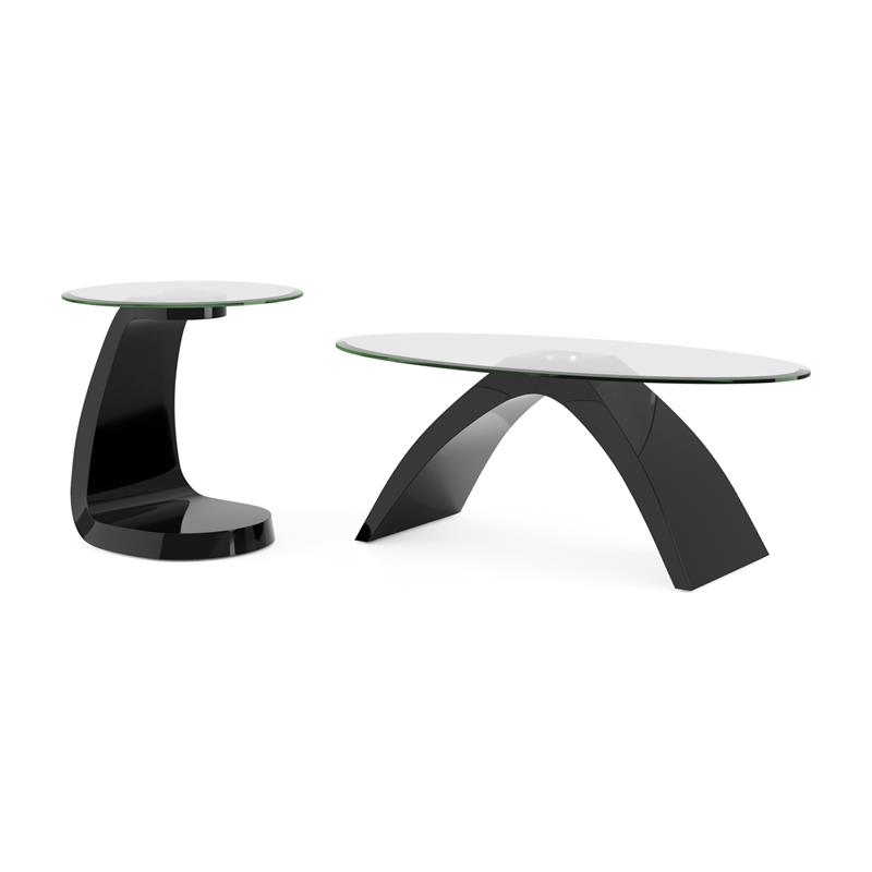 Furniture of America Pelletoni Wood 2-Piece Coffee Table Set in Black