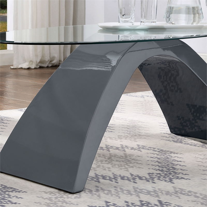 Furniture of America Pelletoni 2Pc Tempered Glass Top Coffee Table Set in Gray