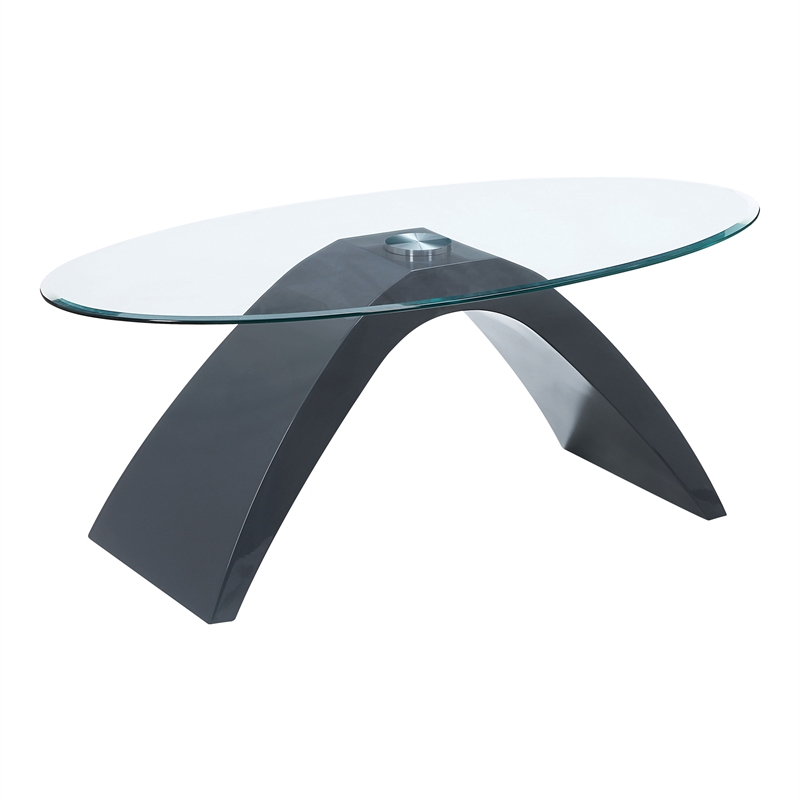Furniture of America Pelletoni 2Pc Tempered Glass Top Coffee Table Set in Gray