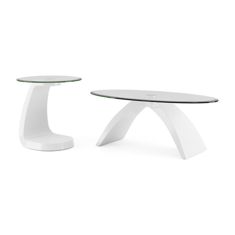 Furniture of America Pelletoni Wood 2-Piece Coffee Table Set in White