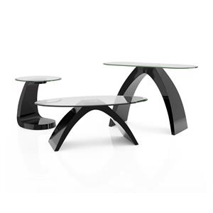 furniture of america pelletoni wood 3-piece coffee table set in black