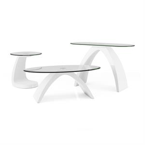 Furniture of America Pelletoni Wood 3-Piece Coffee Table Set in White