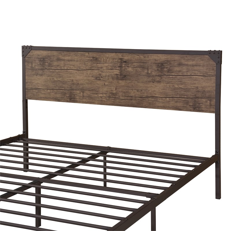 Furniture of America Budenholz Metal Queen Platform Bed in Brown